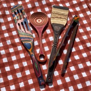 Colorful Wooden Utensil Set, NEW